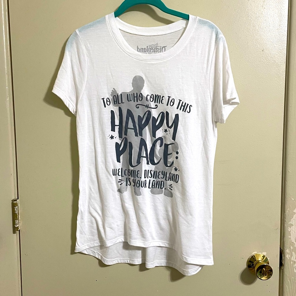 White Disneyland Boutique Fitted Graphic T-Shirt Size S